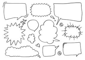 Set of hand drawn sketch Speech bubbles. Vector illustration