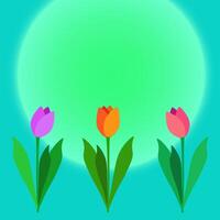 vector colored spring background with tulips for invitations, cards and congratulations.