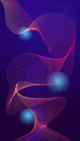 Abstract dark blue background with lines and circles. Vector banner with curved lines. Banner for internet, mobile screen vector.