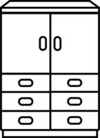 guardarropa gabinete icono en línea. aislado en botón con personal armario habitación almacenamiento para diferente cosas firmar símbolo de madera mueble diseño vector para aplicaciones sitio web