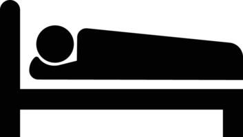 Sleeping man on bed icon in flat. isolated on Man lying in bed having a dream concept template. symbol accommodation for hotel, hostel, motel. vector for apps website