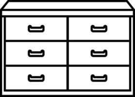 Wardrobe Cabinet Icon in line. isolated on Button with personal locker Room storage for different things sign symbol of wood Furniture design vector for apps website