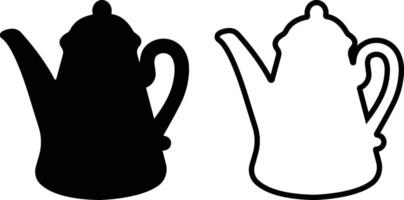 Tea pot icon in flat and line style set. isolated on Tea kettle or teapot sign and symbol. teapots, drinking coffee pot. Abstract design Logotype art vector for apps website