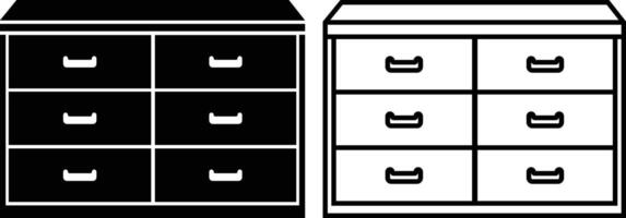 Wardrobe Cabinet Icon in flat, line set. isolated on Button with personal locker Room storage for different things sign symbol of wood Furniture design vector for apps website