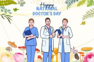 Vector banner of National Doctors Day. International holiday, congratulations.