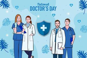 Vector banner of National Doctors Day. International holiday, congratulations.