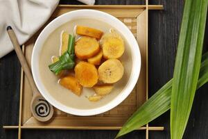 Banana and Sweet Potato Compote Popular Menu for Iftar Ramadan in Indonesia. photo