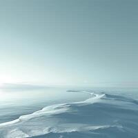 AI generated Minimalist Arctic landscape with smooth ice formations bathed in the serene light of a distant sun photo