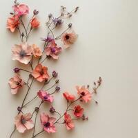 AI generated Colorful Poppies Arranged on a Neutral Background photo