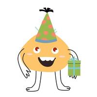 Celebration birthday cute monster with box vector