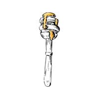 Honey in spoon hand drawn sketch in color vector