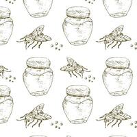 Hand drawn sketch of honey elements - pattern vector