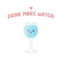 Drink more water glass with water , character vector illustration