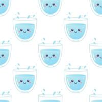 Water seamless pattern, soda, drink, bottle, can, h2o vector illustration