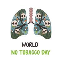 World no tobacco  day, smoker's lungs, postcard, poster. Vector illustration on white background.