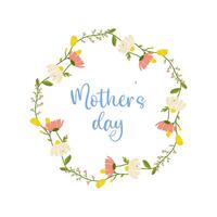 mothers day, text with floral frame on white background, for card design, congratulations vector