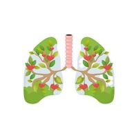 smoker's lungs, no tobacco day, giving up bad habits . lungs with green and with cigarette skulls vector