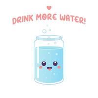 Drink more water jar with water , character vector illustration