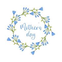 mothers day, text with floral frame on white background, for card design, congratulations vector