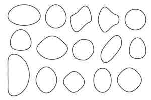 geometric objects, ovals, circles, blobs, black shapes, for design of postcards, posters, banners, linear vector