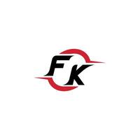 FK initial esport or gaming team inspirational concept ideas vector