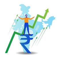 indio económico crecimiento, rupia crecimiento concepto vector