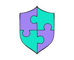 shield protection jigsaw puzzle vector