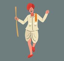 rabari man walking in traditional dress vector