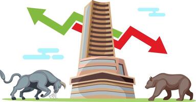 Bombay valores intercambiar con toro y oso mercado concepto vector