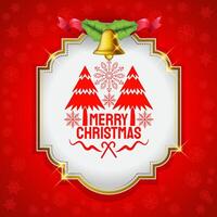 merry christmas wishes greetings on red background with snowflakes vector