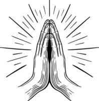 hand drawn praying hands vector