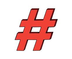 hashtag 3d icon vector