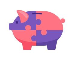 piggy bank jigsaw puzzle vector