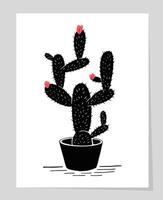 Hand drawn modern minimal design cactus vector illustration wall art decoration, postcard, poster