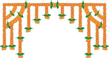 indian marigold garland, toran design, flower bunting vector