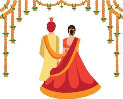 indian bride and groom vector