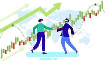 congratulating businessman with stock market growth vector