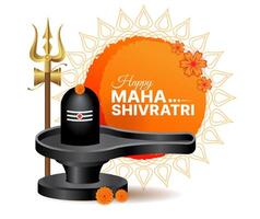 Maha Shivratri festival blessing card design template with shivling and trishul vector