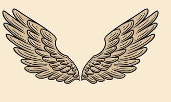 wings, angel wings, bird fly  hand drawn vector