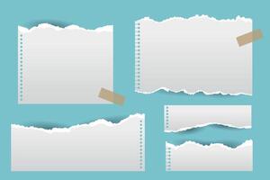 set of torn paper sheets effect vector