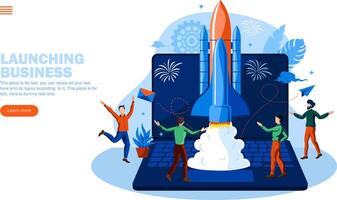 start up team work concept. business launch  vector illustration