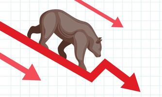 stock market fall with bear vector