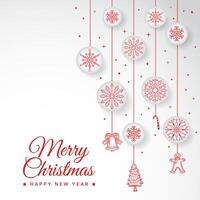 merry christmas minimal poster card design with christmas elements vector