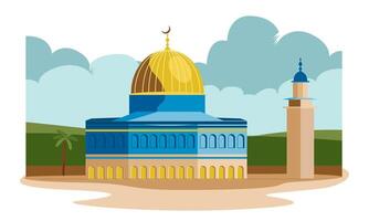 al aqsa mosque jerusalem isolated vector