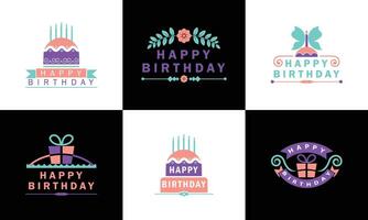 Happy birthday colorful badges vector