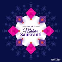 happy makar sankranti with kites on festival  background vector