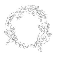 Floral Wreath in Round Frame Outline. Suitable For Advertising, Invitation and Other, Vector Illustration