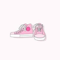 Cartoon pink sneakers. Old fashioned trendy hot pink shoes vector