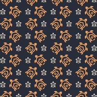 Turtle multicolor repeating trendy pattern in dark background vector illustration