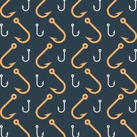 Fishing hook icon trendy repeating pattern orange color vector illustration background